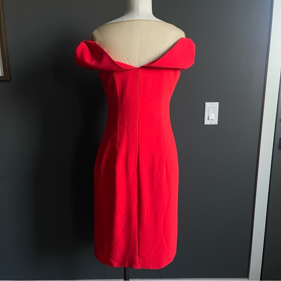 NWT Red Odrella Sheer Bow Holiday Evening Dress - Picture 4 of 11